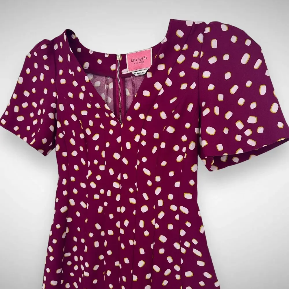 Kate Spade Mallow Crepe‎ Polka Dot Swing Mini Dress Size 00 Romantic Whimsigoth